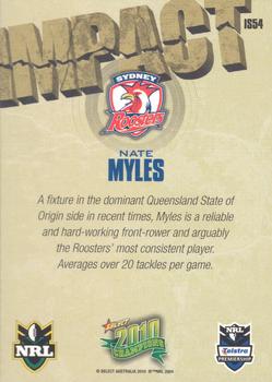 2010 NRL Champions - Impact Signature Gold #IS54 Nate Myles Back